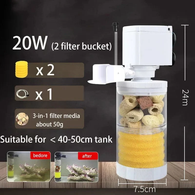 220V 5-IN-1 Silent Filter für Aquarium Schildkröte Aquarium Tauchwasserpumpe Schwammfilter Skimmer Wellen machen Zubehör