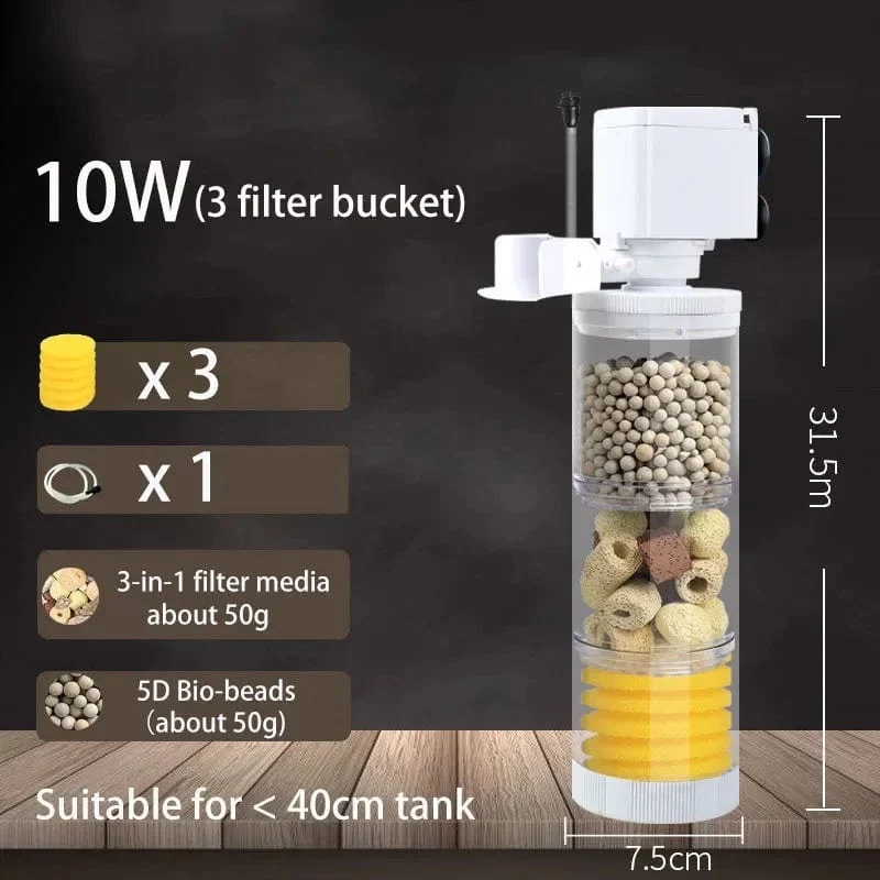220V 5-IN-1 Silent Filter für Aquarium Schildkröte Aquarium Tauchwasserpumpe Schwammfilter Skimmer Wellen machen Zubehör