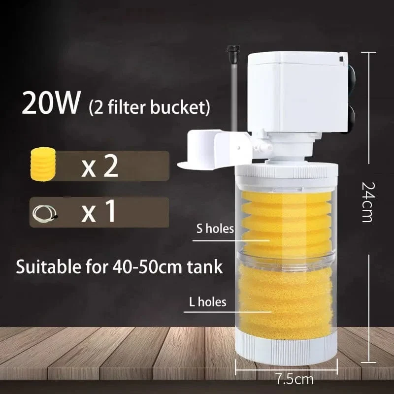 220V 5-IN-1 Silent Filter für Aquarium Schildkröte Aquarium Tauchwasserpumpe Schwammfilter Skimmer Wellen machen Zubehör