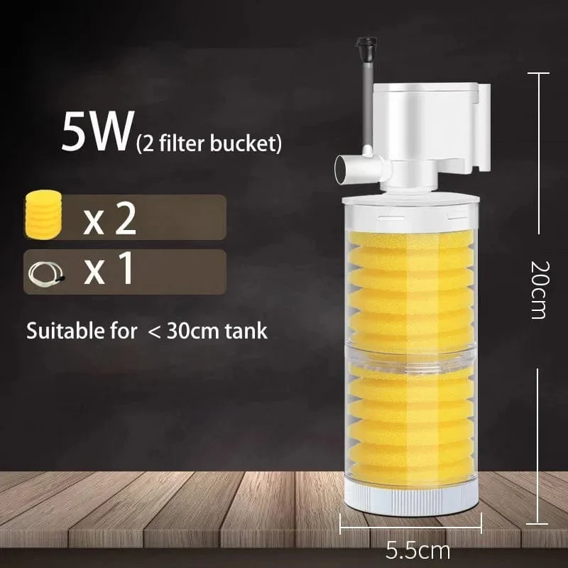 220V 5-IN-1 Silent Filter für Aquarium Schildkröte Aquarium Tauchwasserpumpe Schwammfilter Skimmer Wellen machen Zubehör