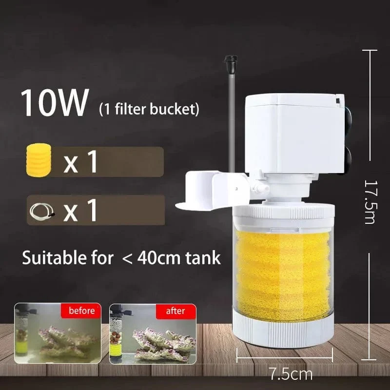 220V 5-IN-1 Silent Filter für Aquarium Schildkröte Aquarium Tauchwasserpumpe Schwammfilter Skimmer Wellen machen Zubehör