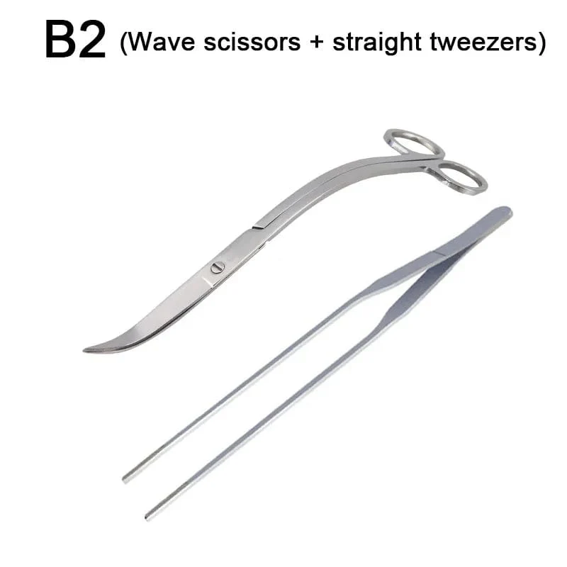 Aquarium-Werkzeug-Set, Scherenpinzette, Pflanzen, Wellenschere, Gras, Edelstahl, Reinigungswerkzeuge, Aquarium, Schaufeln, Aquarium-Zubehör