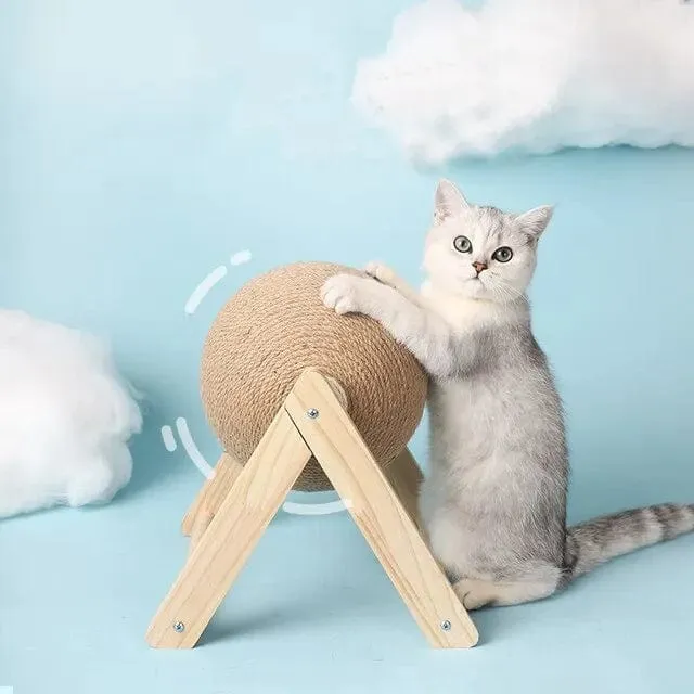 Katzenkratzbretter, Ballspielzeug, Sisal und Holz, stabiles Dreieck, Katzen, Indoor-Zubehör, robustes Kratzbrett, cooles Kratzbrett auf Ständer, Drehbar