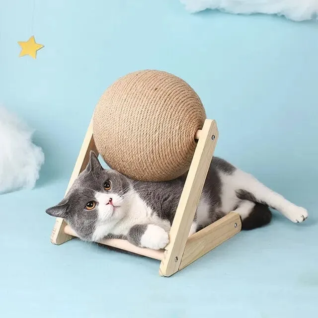 Katzenkratzbretter, Ballspielzeug, Sisal und Holz, stabiles Dreieck, Katzen, Indoor-Zubehör, robustes Kratzbrett, cooles Kratzbrett auf Ständer, Drehbar