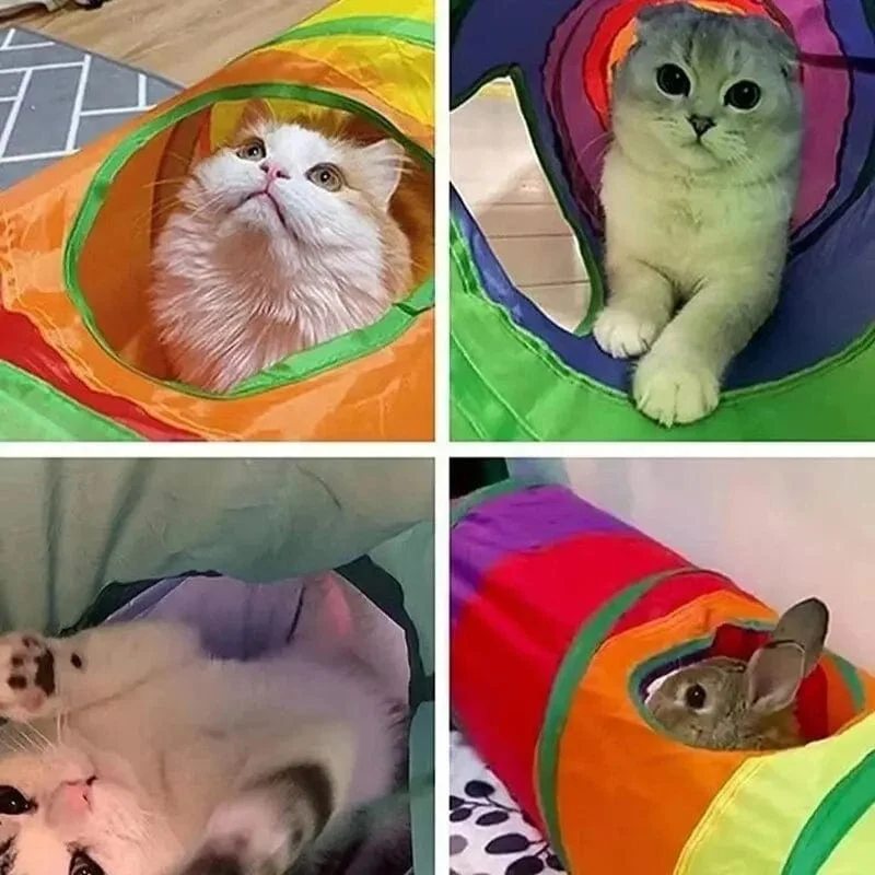 Zusammenklappbarer Katzen-Spieltunnel, Haustierspielzeug, anschließbarer Katzentunnel, Katzenröhrenspielzeug, faltbares Bohrloch, Kätzchen, buntes Haustierspielzeug