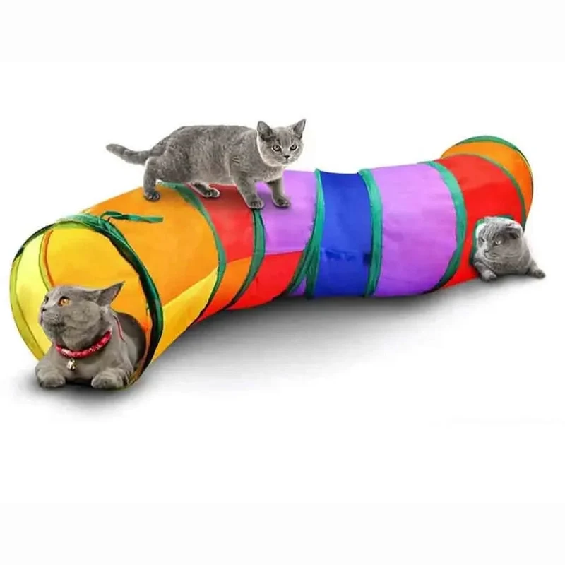 Zusammenklappbarer Katzen-Spieltunnel, Haustierspielzeug, anschließbarer Katzentunnel, Katzenröhrenspielzeug, faltbares Bohrloch, Kätzchen, buntes Haustierspielzeug