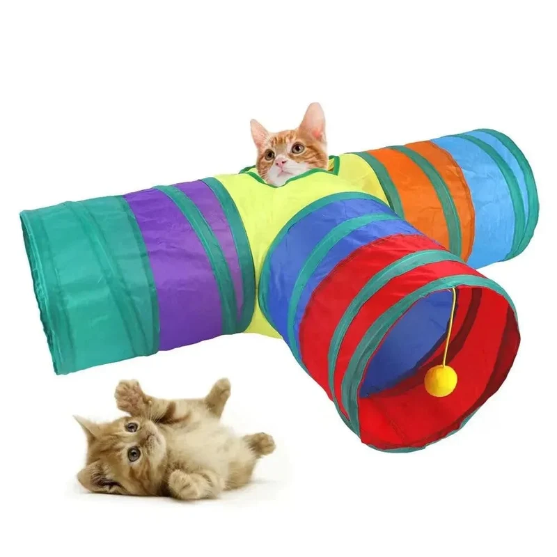 Zusammenklappbarer Katzen-Spieltunnel, Haustierspielzeug, anschließbarer Katzentunnel, Katzenröhrenspielzeug, faltbares Bohrloch, Kätzchen, buntes Haustierspielzeug
