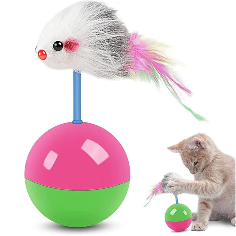 Katzenspielzeug für Haustiere, langlebig, bunte Federn, Mimi-Lieblingsfell, Mausbecher, Kätzchen, Katzenspielzeug, Spielbälle zum Fangen von Katzen, Zubehör, 2 Stück