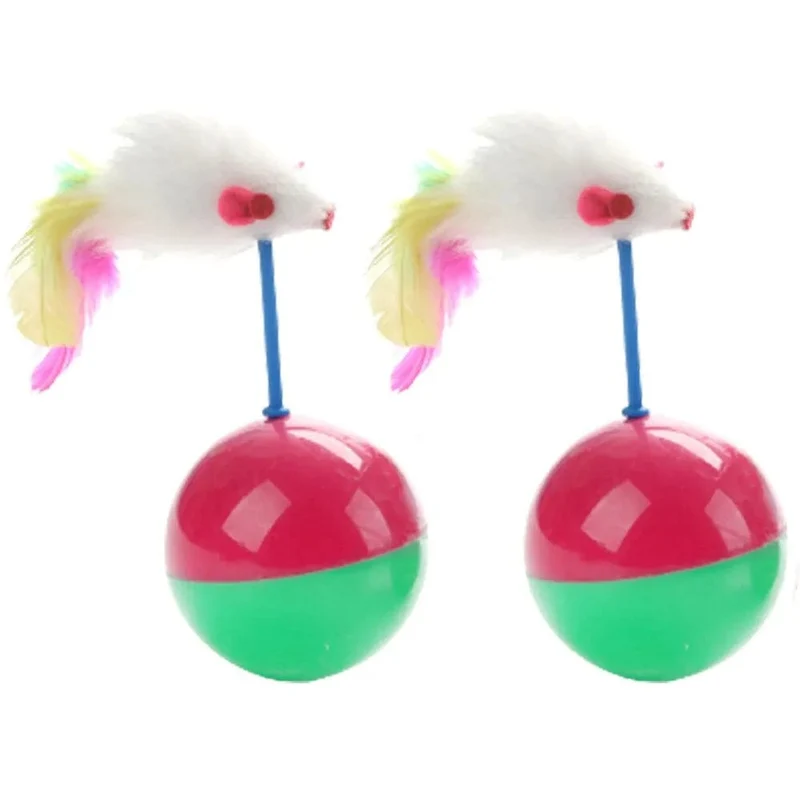 Katzenspielzeug für Haustiere, langlebig, bunte Federn, Mimi-Lieblingsfell, Mausbecher, Kätzchen, Katzenspielzeug, Spielbälle zum Fangen von Katzen, Zubehör, 2 Stück