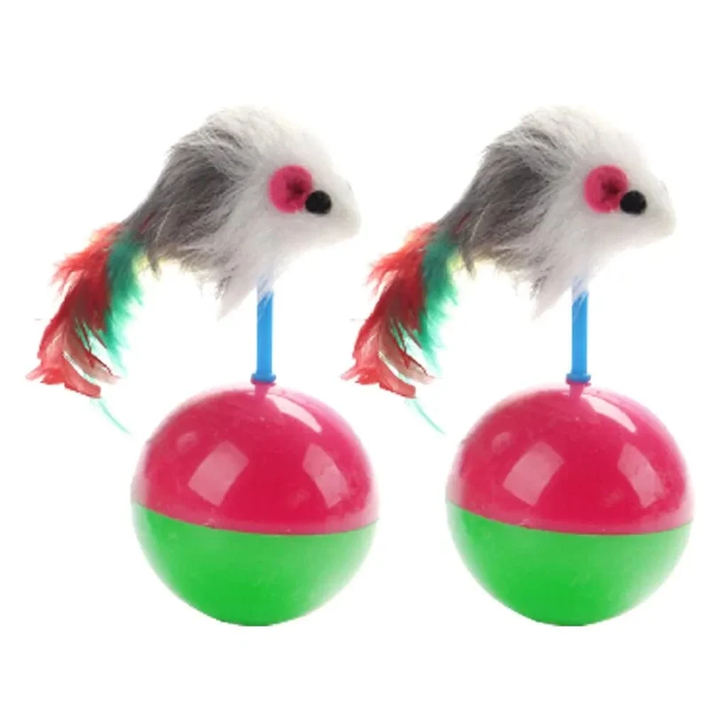 Katzenspielzeug für Haustiere, langlebig, bunte Federn, Mimi-Lieblingsfell, Mausbecher, Kätzchen, Katzenspielzeug, Spielbälle zum Fangen von Katzen, Zubehör, 2 Stück
