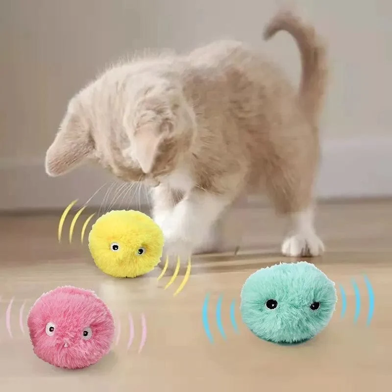 Interaktiver Ball Smart Cat Toys Plüsch Elektrisches Katzenminzen-Trainingsspielzeug Kätzchen Touch Sounding Haustierprodukt Quietschspielzeug Ball