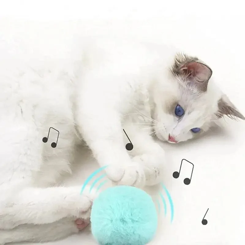 Interaktiver Ball Smart Cat Toys Plüsch Elektrisches Katzenminzen-Trainingsspielzeug Kätzchen Touch Sounding Haustierprodukt Quietschspielzeug Ball
