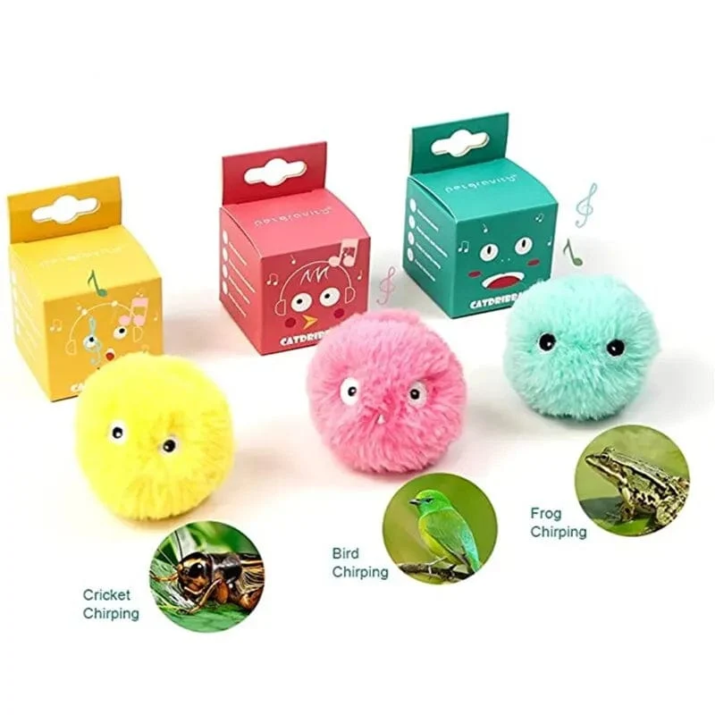 Interaktiver Ball Smart Cat Toys Plüsch Elektrisches Katzenminzen-Trainingsspielzeug Kätzchen Touch Sounding Haustierprodukt Quietschspielzeug Ball