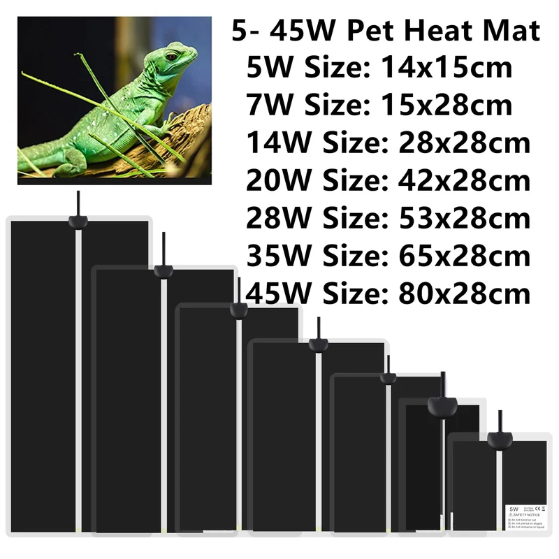 5-45 W Reptilien Wärme Matte Terrarium Klettern Haustier Heizung Warme Pads Einstellbare Temperatur Controller Matten Reptilien Liefert