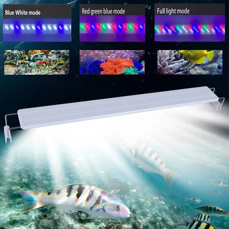 WRGB Neue 6-reihige, superschlanke LED-Aquariumbeleuchtung, Wasserpflanzenlicht, 18–48 cm, erweiterbare, dimmbare Clip-on-Lampe für Aquarien, EU