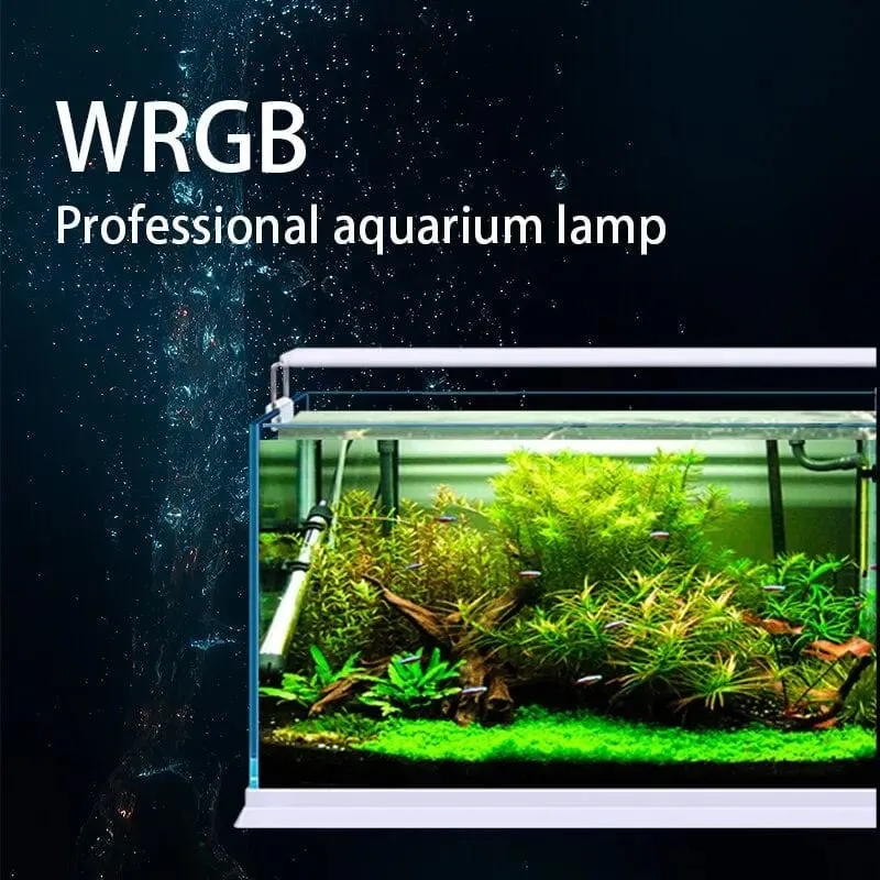 WRGB Neue 6-reihige, superschlanke LED-Aquariumbeleuchtung, Wasserpflanzenlicht, 18–48 cm, erweiterbare, dimmbare Clip-on-Lampe für Aquarien, EU