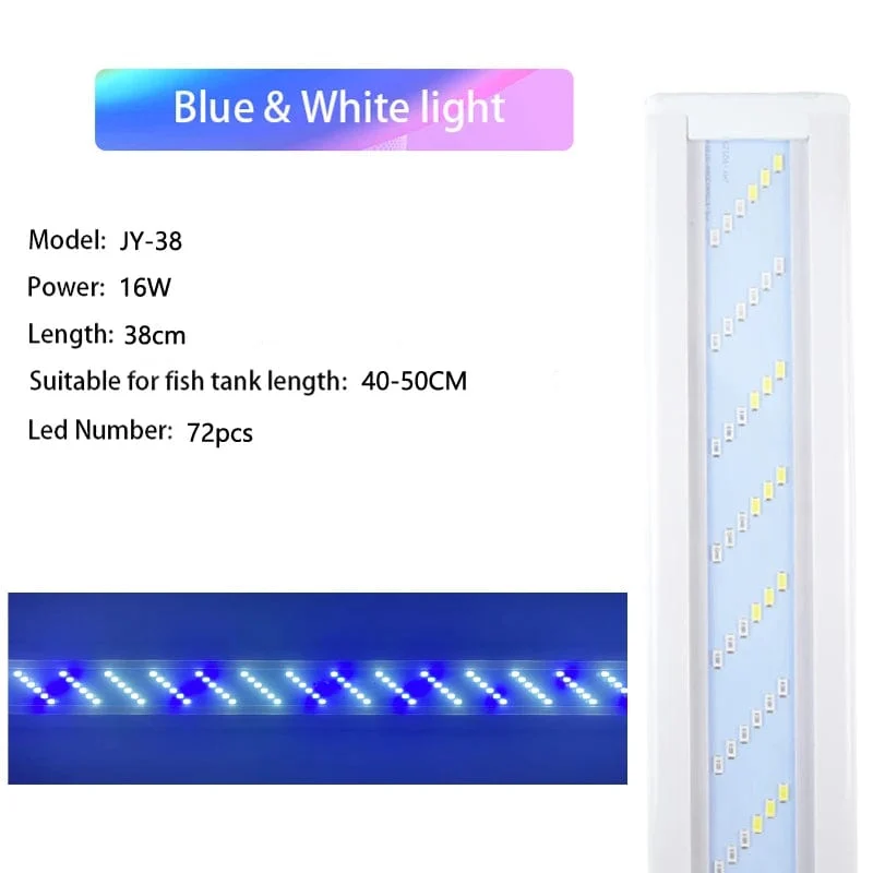 WRGB Neue 6-reihige, superschlanke LED-Aquariumbeleuchtung, Wasserpflanzenlicht, 18–48 cm, erweiterbare, dimmbare Clip-on-Lampe für Aquarien, EU