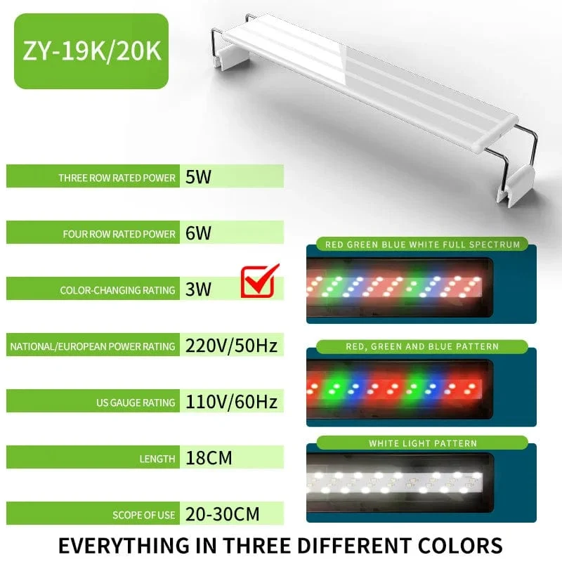 20 cm – 60 cm Superschlanke LED-Aquarienbeleuchtung, Licht für Wasserpflanzen, erweiterbar, wasserdicht, zum Anklipsen, Lampe für Aquarium, 110 V – 240 V