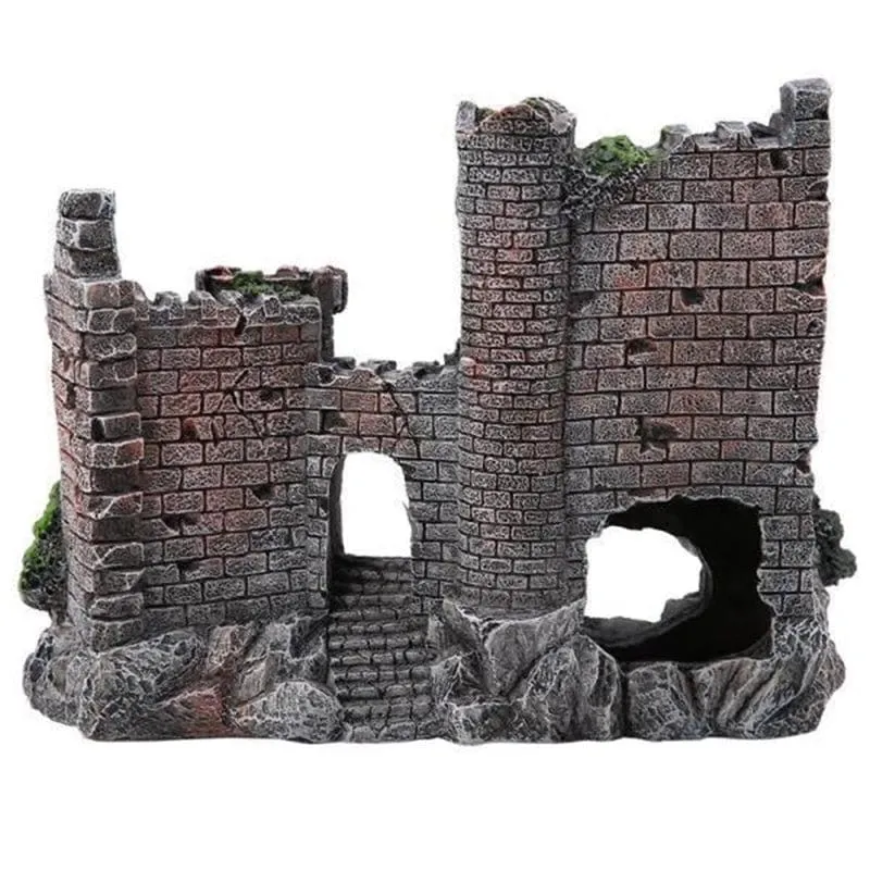 Kreative Schlossform Aquarium Ornamente Dekoration Landschaftsbau Harz Steingarten Aquarium Harz Steingarten Heim Handwerk Ornamente D9262