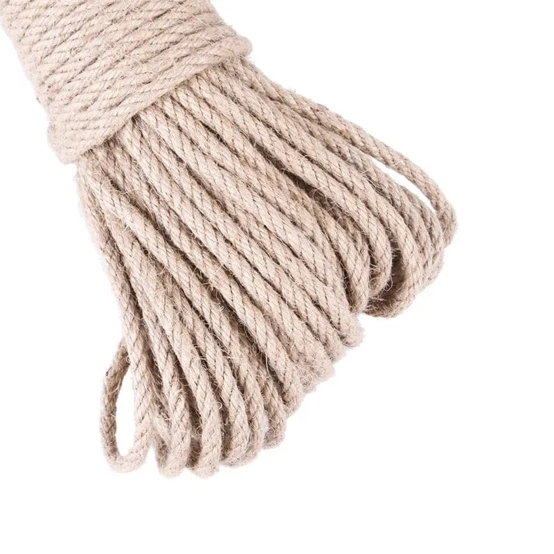 10 Meter natürlicher Jute-Kratzschutz, Seil, Katzenkratzschnur, Rollen, Hanfschnur, gedrehte Kordel, Makramee, Pfoten- und Krallenschutz, Möbelschutz