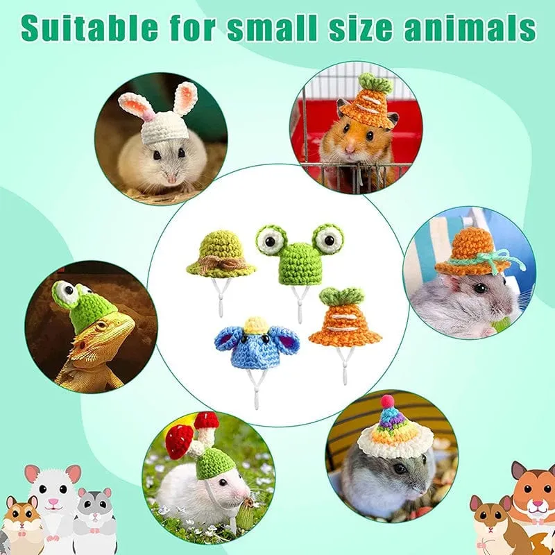 Süße handgemachte Strickmütze Hamster Dekoration Streifenhörnchen Meerschweinchen Hamster Zubehör Hamster Spielzeug Hamsterbedarf Kleine Haustiermütze