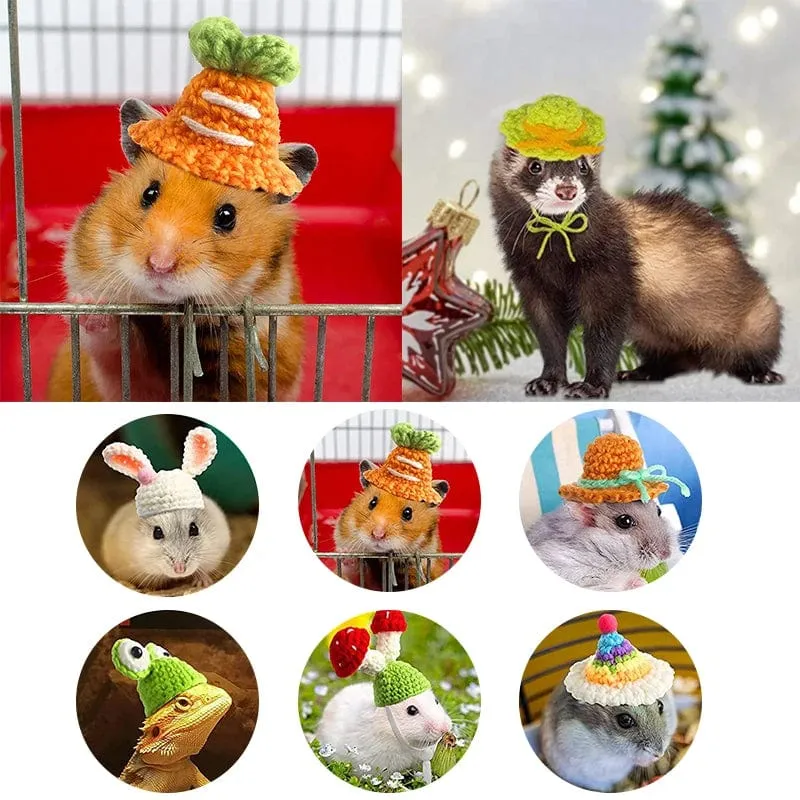 Süße handgemachte Strickmütze Hamster Dekoration Streifenhörnchen Meerschweinchen Hamster Zubehör Hamster Spielzeug Hamsterbedarf Kleine Haustiermütze