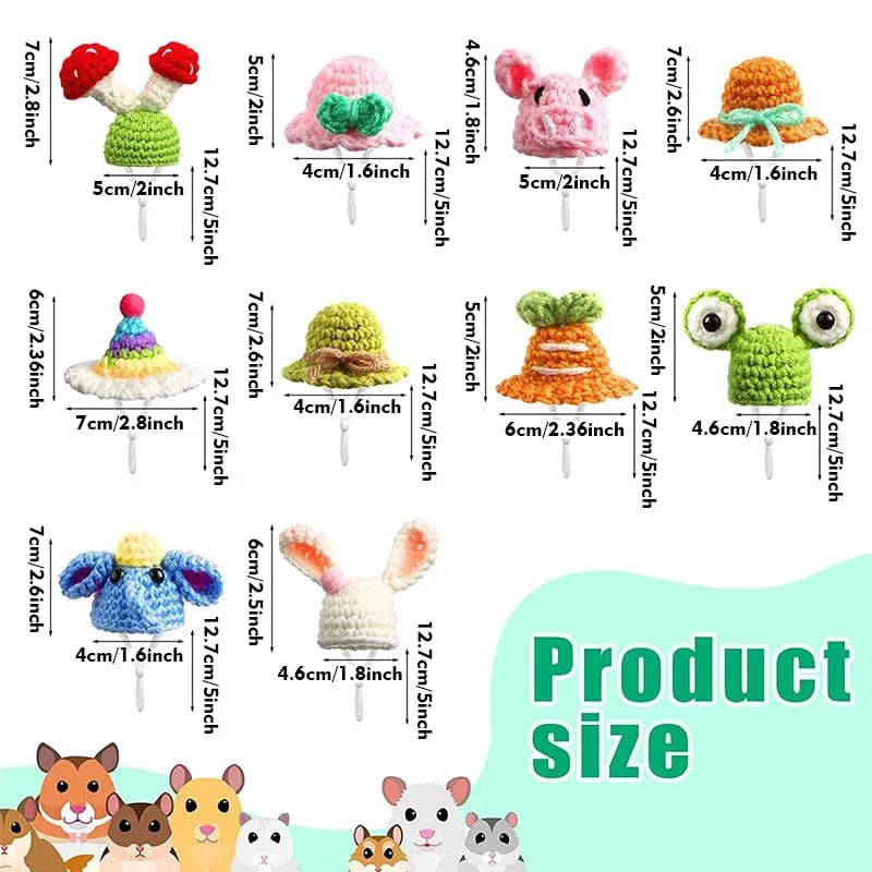 Süße handgemachte Strickmütze Hamster Dekoration Streifenhörnchen Meerschweinchen Hamster Zubehör Hamster Spielzeug Hamsterbedarf Kleine Haustiermütze