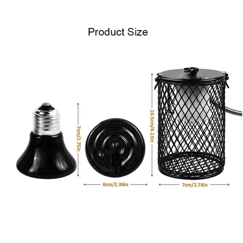 E27 Haustier-Heizlampe für Schildkröten, Schlangen, Eidechsen, Infrarot-Keramik-Emitter, Wärmelicht, 100 W, Reptilienlampe, EU-Stecker