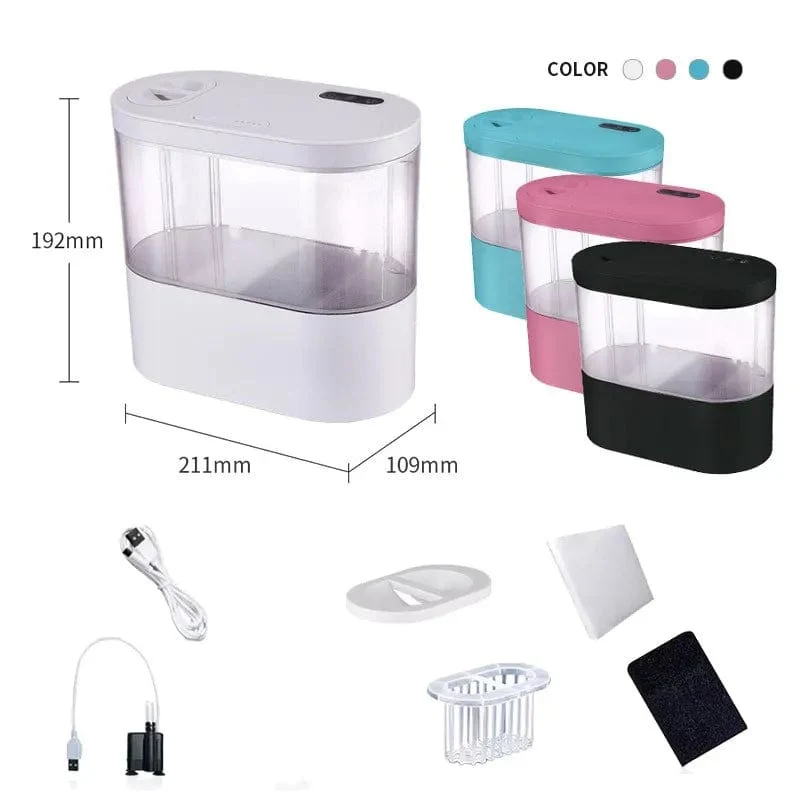 Desktop-kreatives Mini-Aquarium mit biochemischem Filtersystem und LED-Licht, Betta Fish, ökologischer Wasserkreislauf