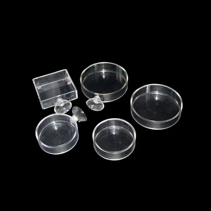 1Pc Transparent Acryl Garnelen Feeder Aquarium Fütterung Schüssel Aquarium Feeder Tropische Fische Ratfish Runde Tablett Fütterung Schüssel