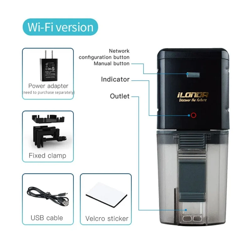 iLONDA WiFi Intelligenter automatischer Aquarium-Fischnapf-Futterspender, USB-betriebener Smart-Timing-Fischfutterspender mit Alexa-Sprachsteuerung