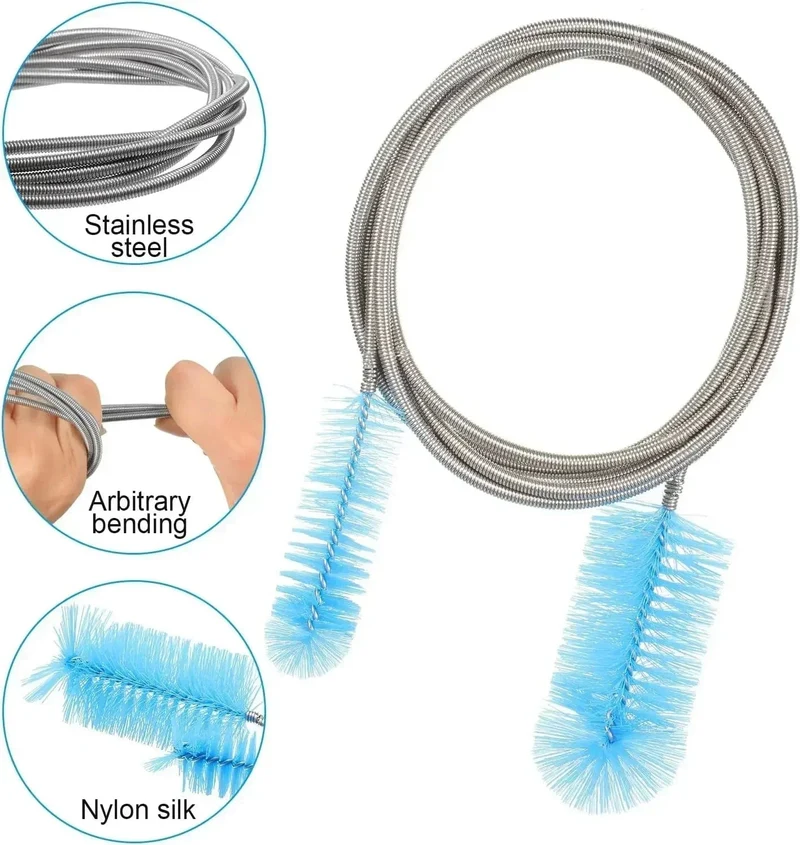 90/155/200 CM Aquarium Reinigungsbürste für Schlauch Luftschlauch Edelstahl Flexible Doppelseitige Rohrbürste Aquarium Zubehör