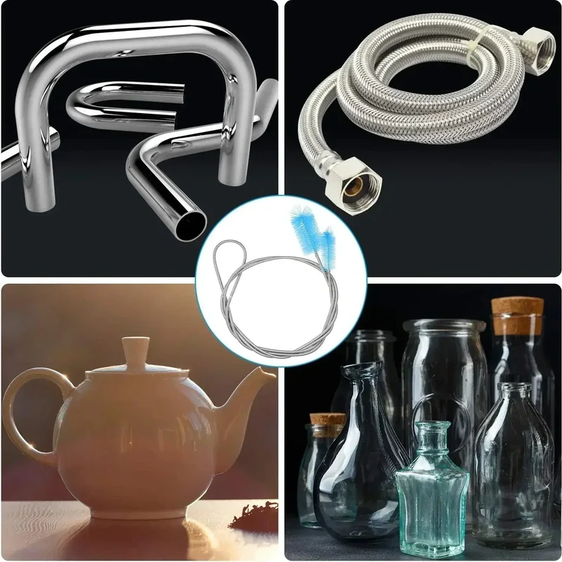 90/155/200 CM Aquarium Reinigungsbürste für Schlauch Luftschlauch Edelstahl Flexible Doppelseitige Rohrbürste Aquarium Zubehör