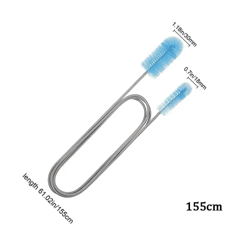 90/155/200 CM Aquarium Reinigungsbürste für Schlauch Luftschlauch Edelstahl Flexible Doppelseitige Rohrbürste Aquarium Zubehör