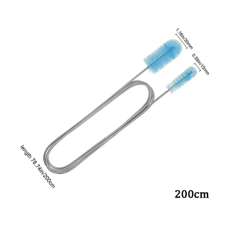 90/155/200 CM Aquarium Reinigungsbürste für Schlauch Luftschlauch Edelstahl Flexible Doppelseitige Rohrbürste Aquarium Zubehör