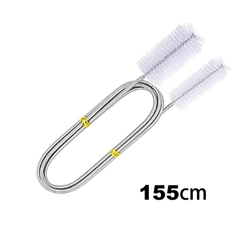 90/155/200 CM Aquarium Reinigungsbürste für Schlauch Luftschlauch Edelstahl Flexible Doppelseitige Rohrbürste Aquarium Zubehör