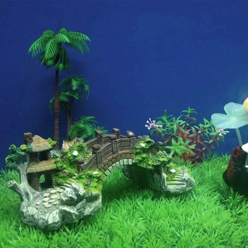 Aquarium Künstliche Brücke Harz Landschaft Dekoration Brücke Aquarium Ausrüstung Zubehör Ornament Höhle Aquatische Haustier Fische