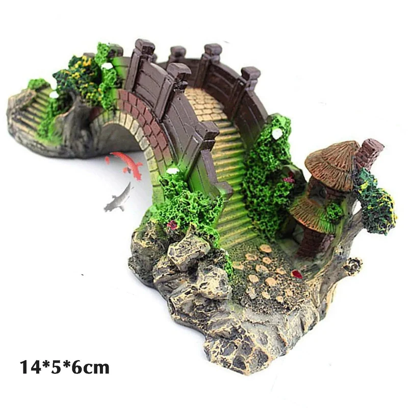 Aquarium Künstliche Brücke Harz Landschaft Dekoration Brücke Aquarium Ausrüstung Zubehör Ornament Höhle Aquatische Haustier Fische