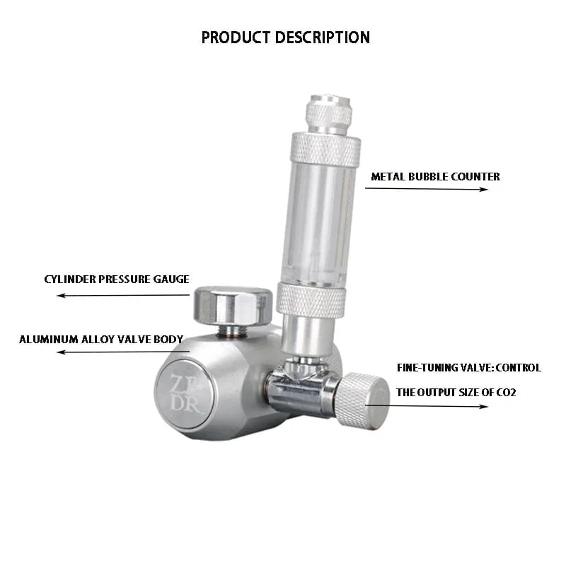 Aquarium CO2-Regler, Aquarium-Aluminiumlegierung, einfacher Einzel-Manometer-Regler, Wasserpflanzen-CO2-Ausrüstungszubehör