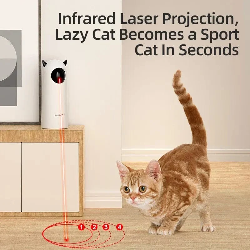 ROJECO Automatisches Katzenspielzeug, interaktives, intelligentes, neckendes Haustier, LED-Laser, Katzenspielzeug für den Innenbereich, Zubehör, handliches elektronisches Katzenspielzeug für Hunde