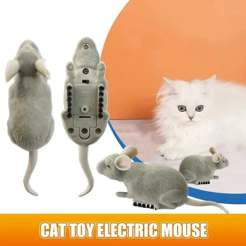 Elektrisches Mausspielzeug für Katzen, automatischer Fluchtroboter, Vibration, Krabbeln, batteriebetriebene Plüschmaus, Spielzeug für die Interaktion mit Haustieren