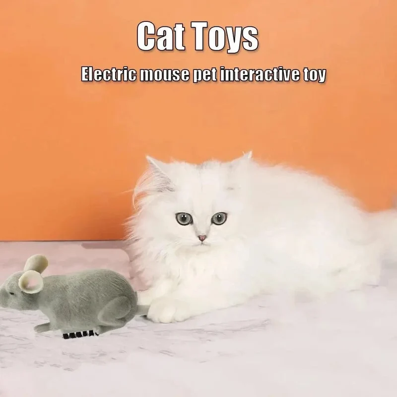 Elektrisches Mausspielzeug für Katzen, automatischer Fluchtroboter, Vibration, Krabbeln, batteriebetriebene Plüschmaus, Spielzeug für die Interaktion mit Haustieren