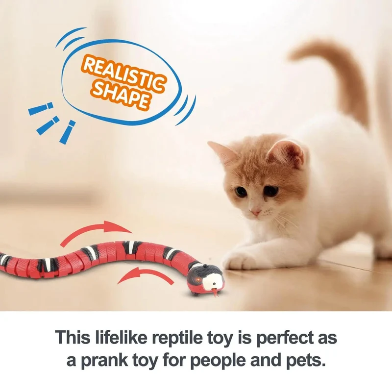 Katzenspielzeug mit intelligentem Sensor, interaktives automatisches elektronisches Katzenspielzeug mit Schlangenmotiv, für den Innenbereich, wiederaufladbar über USB für Katzen und Kätzchen