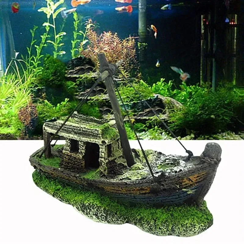 1PC Aquarium Aquarium Landschaft Piratenschiff Wrack Schiff Decor Harz Boot Ornament Aquarium Zubehör Dekoration