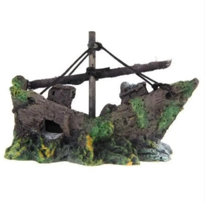 1PC Aquarium Aquarium Landschaft Piratenschiff Wrack Schiff Decor Harz Boot Ornament Aquarium Zubehör Dekoration