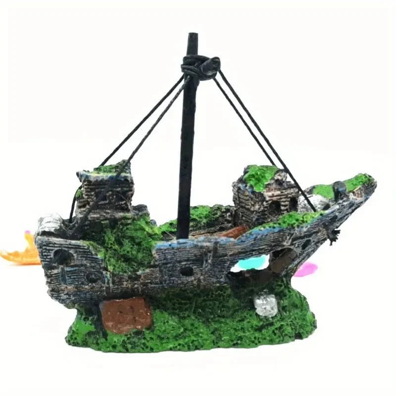 1PC Aquarium Aquarium Landschaft Piratenschiff Wrack Schiff Decor Harz Boot Ornament Aquarium Zubehör Dekoration