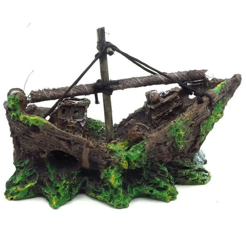 1PC Aquarium Aquarium Landschaft Piratenschiff Wrack Schiff Decor Harz Boot Ornament Aquarium Zubehör Dekoration