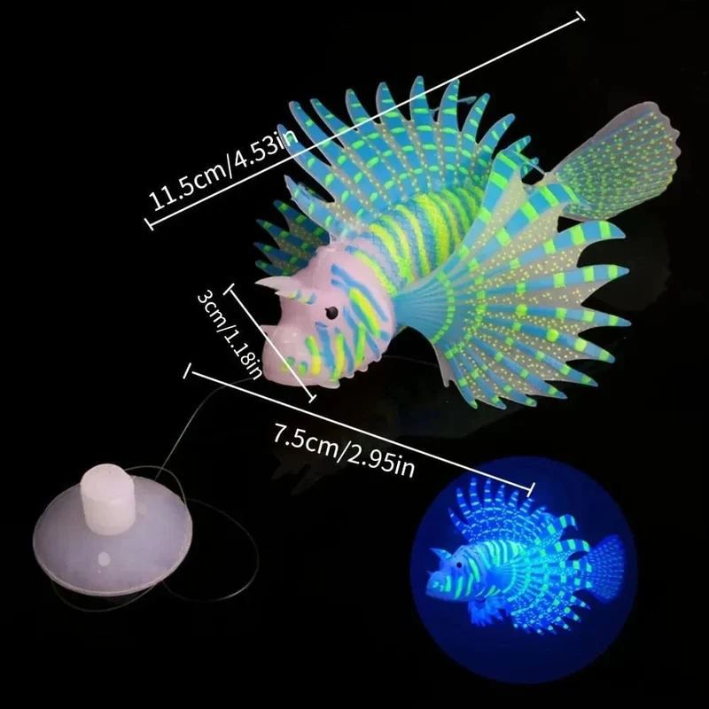 Leuchtende Rotfeuerfische Aquarium Landschaft Kleines Aquarium Künstliche Silikon Gefälschte Fische Schwimmende Glow In Dark Ornament Home Decor