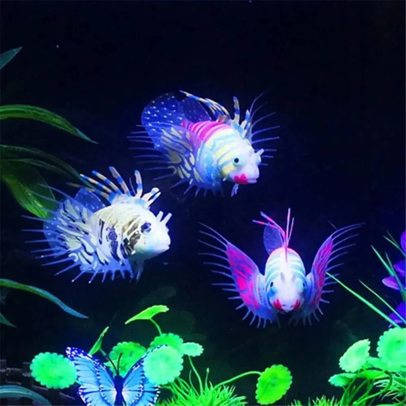 Leuchtende Rotfeuerfische Aquarium Landschaft Kleines Aquarium Künstliche Silikon Gefälschte Fische Schwimmende Glow In Dark Ornament Home Decor