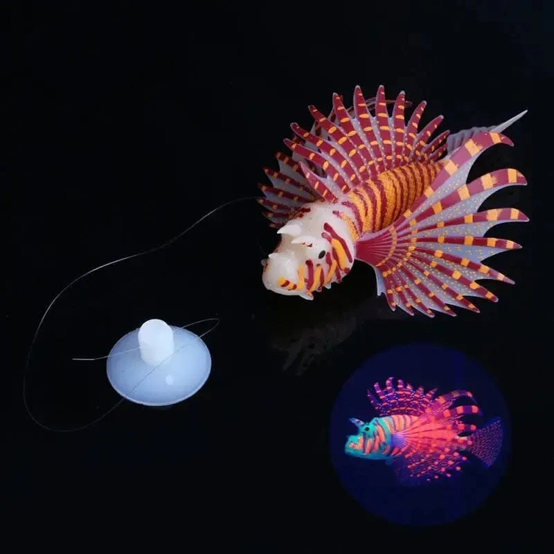 Leuchtende Rotfeuerfische Aquarium Landschaft Kleines Aquarium Künstliche Silikon Gefälschte Fische Schwimmende Glow In Dark Ornament Home Decor